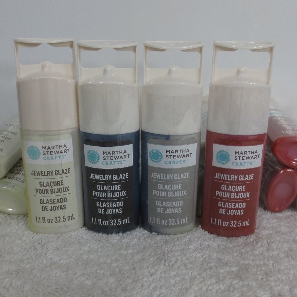 NEW Martha Stewart Jewelry Glaze Lot of 20 Ivory Black Titanium Red 1.1oz 32.5ml